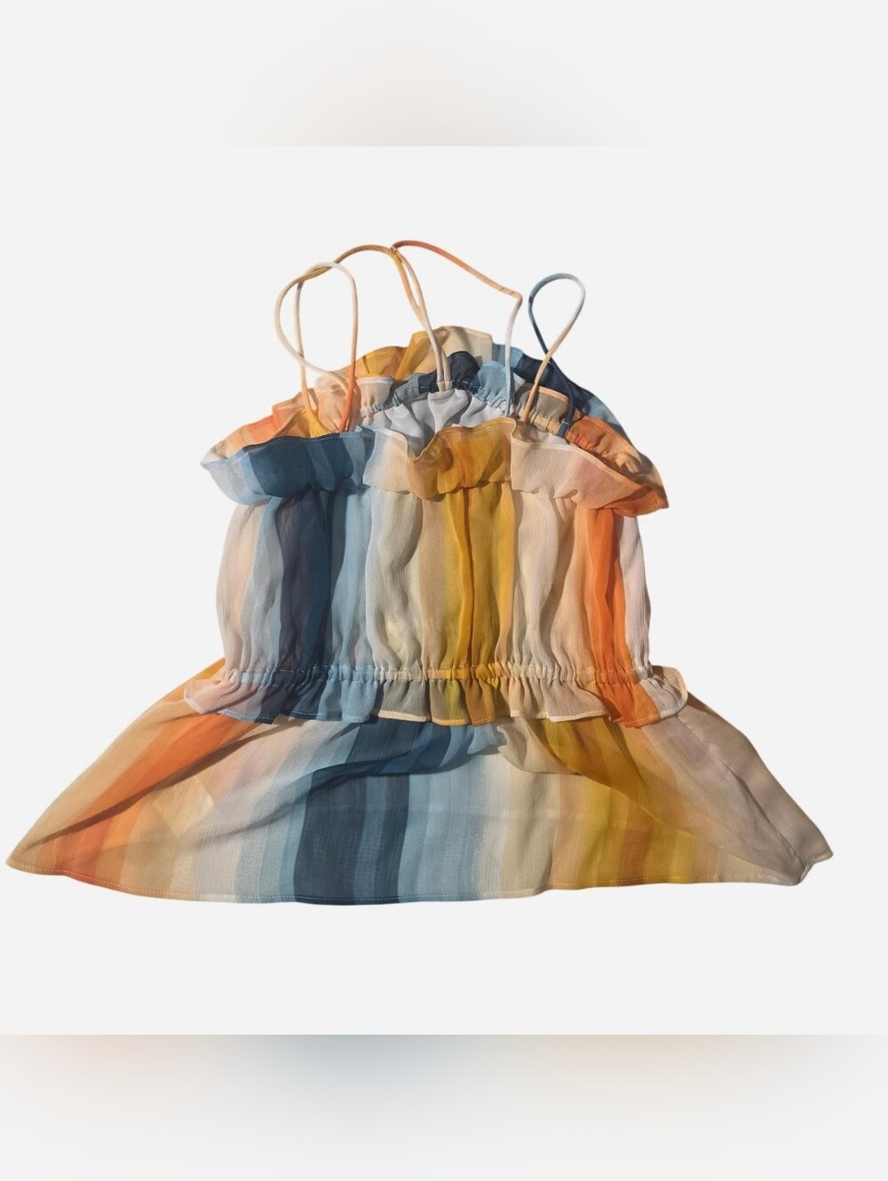 H&M Striped Chiffon Smocked Tube Top Summer Festival Sun Top